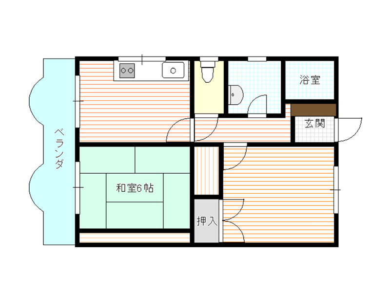 2DKタイプ（商業高校近く）