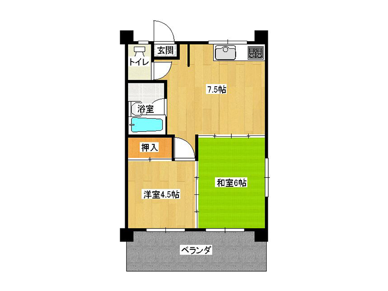 平得地区2DK（1階）
